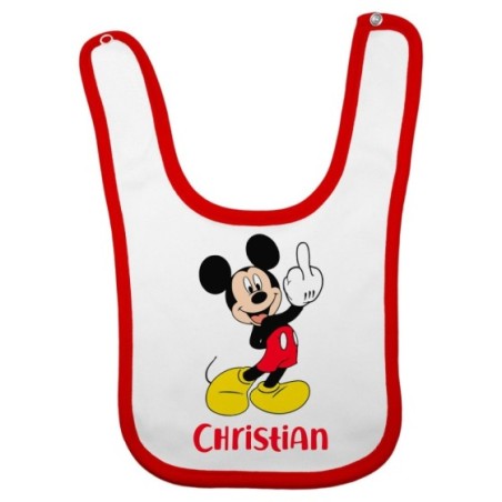 Bavaglino neonato personalizzato con nome topolino - minnie dito medio Cartoon