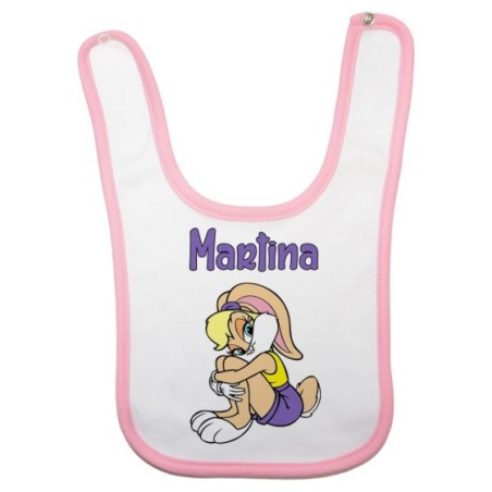 Bavaglino neonata personalizzato con nome baby lola bunny