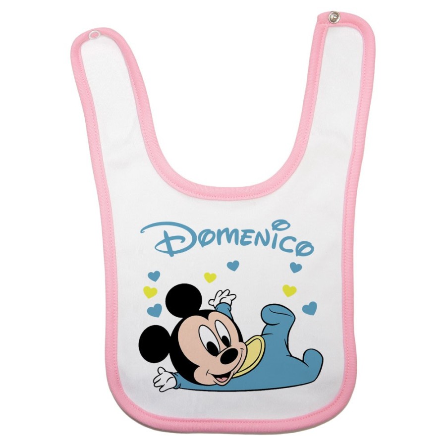 Bavaglino neonato personalizzato con nome baby topolino Cartoon