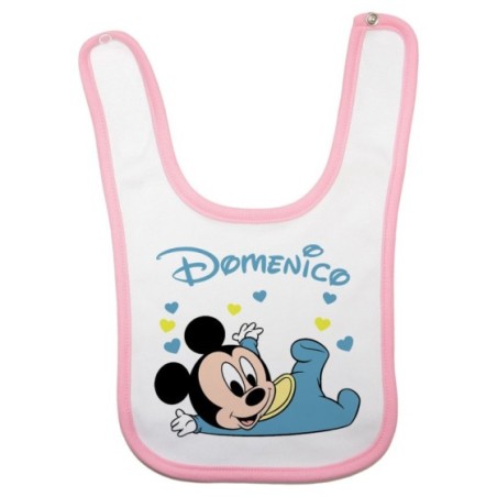 Bavaglino neonato personalizzato con nome baby topolino Cartoon