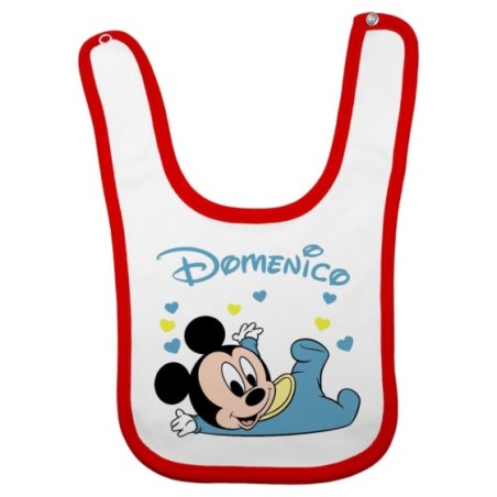 Bavaglino neonato personalizzato con nome baby topolino Cartoon