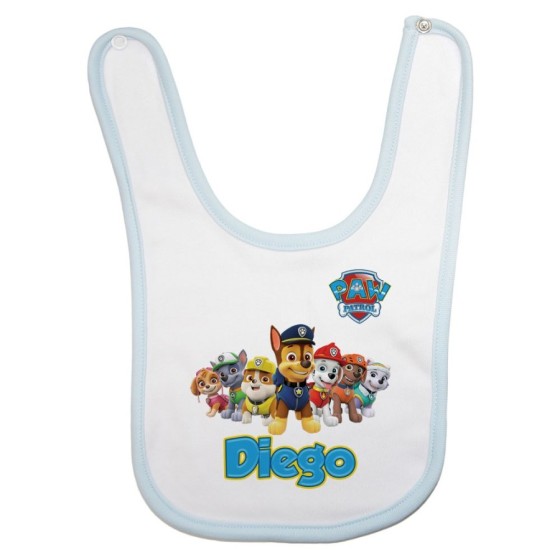 Bavaglino neonato personalizzato con nome paw patrol Cartoon
