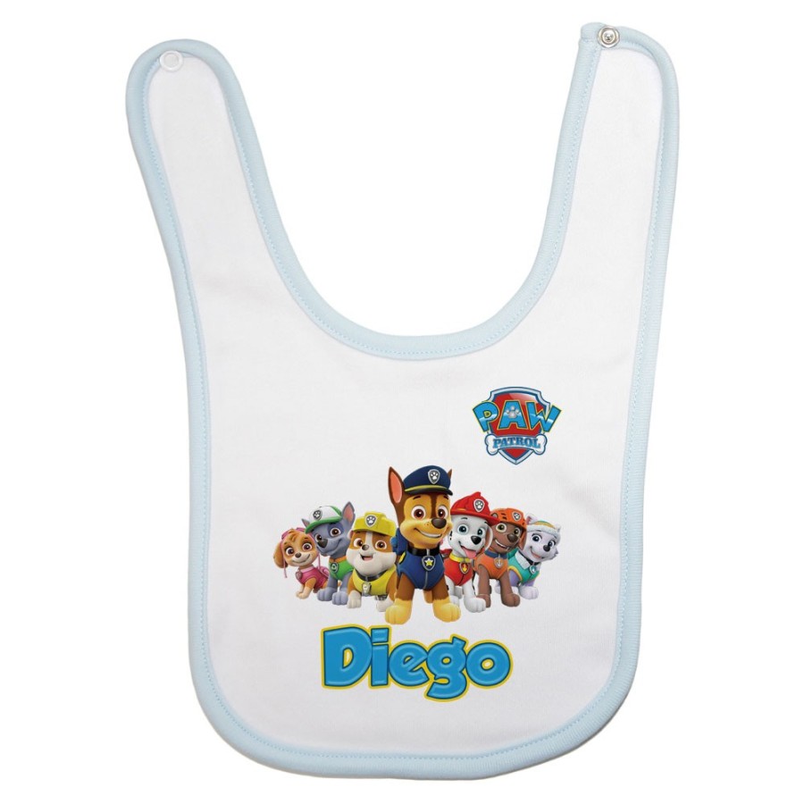 Bavaglino neonato personalizzato con nome paw patrol Cartoon