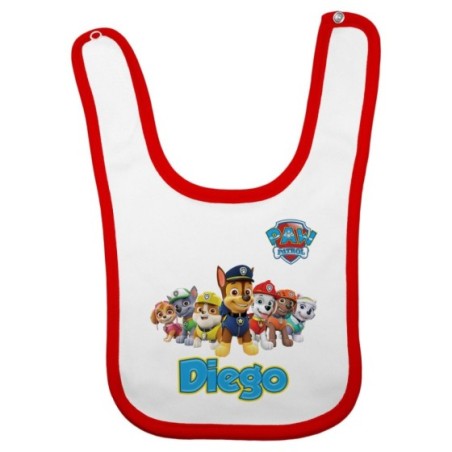 Bavaglino neonato personalizzato con nome paw patrol Cartoon