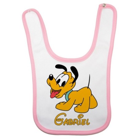 Bavaglino neonato personalizzato con nome baby pluto Cartoon