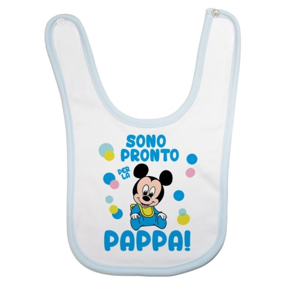 Bavaglino neonato sono pronto per la pappa baby topolino Cartoon