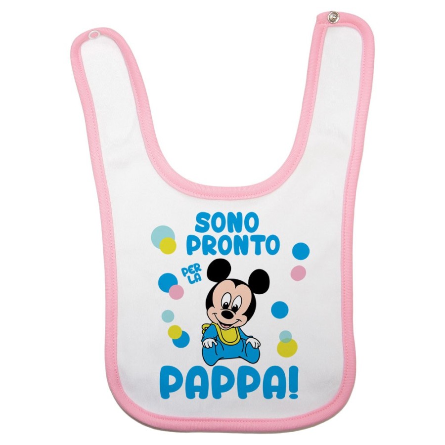 Bavaglino neonato sono pronto per la pappa baby topolino Cartoon