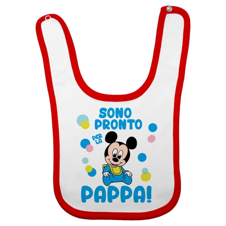 Bavaglino neonato sono pronto per la pappa baby topolino Cartoon