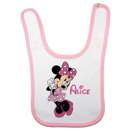 Bavaglino neonata personalizzato con nome cute minnie