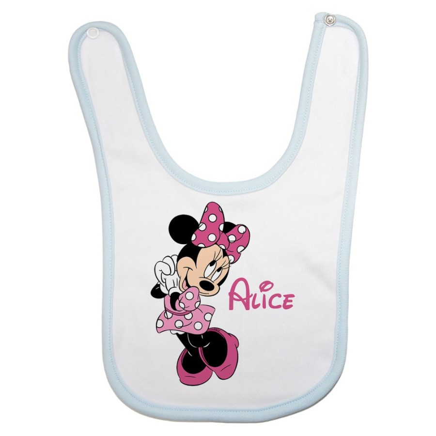 Bavaglino neonata personalizzato con nome cute minnie Cartoon