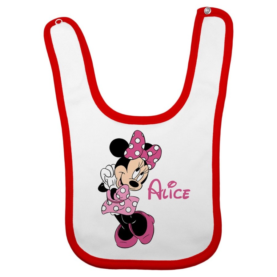 Bavaglino neonata personalizzato con nome cute minnie Cartoon