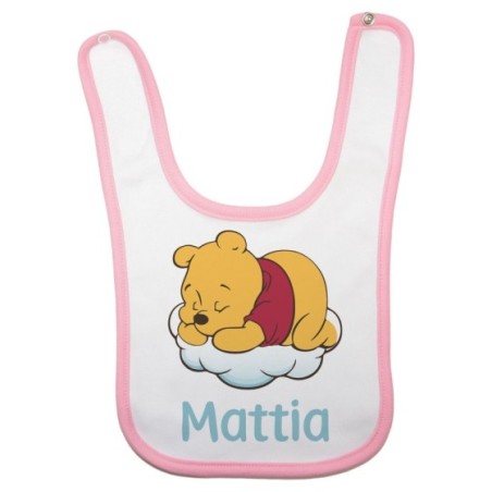 Bavaglino neonato personalizzato con nome sleeping winnie Cartoon