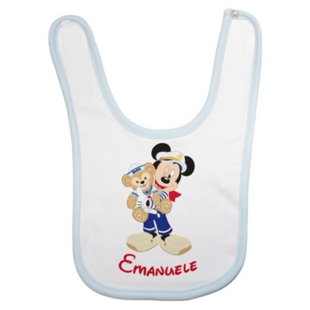 Bavaglino neonato personalizzato con nome topolino marinaio