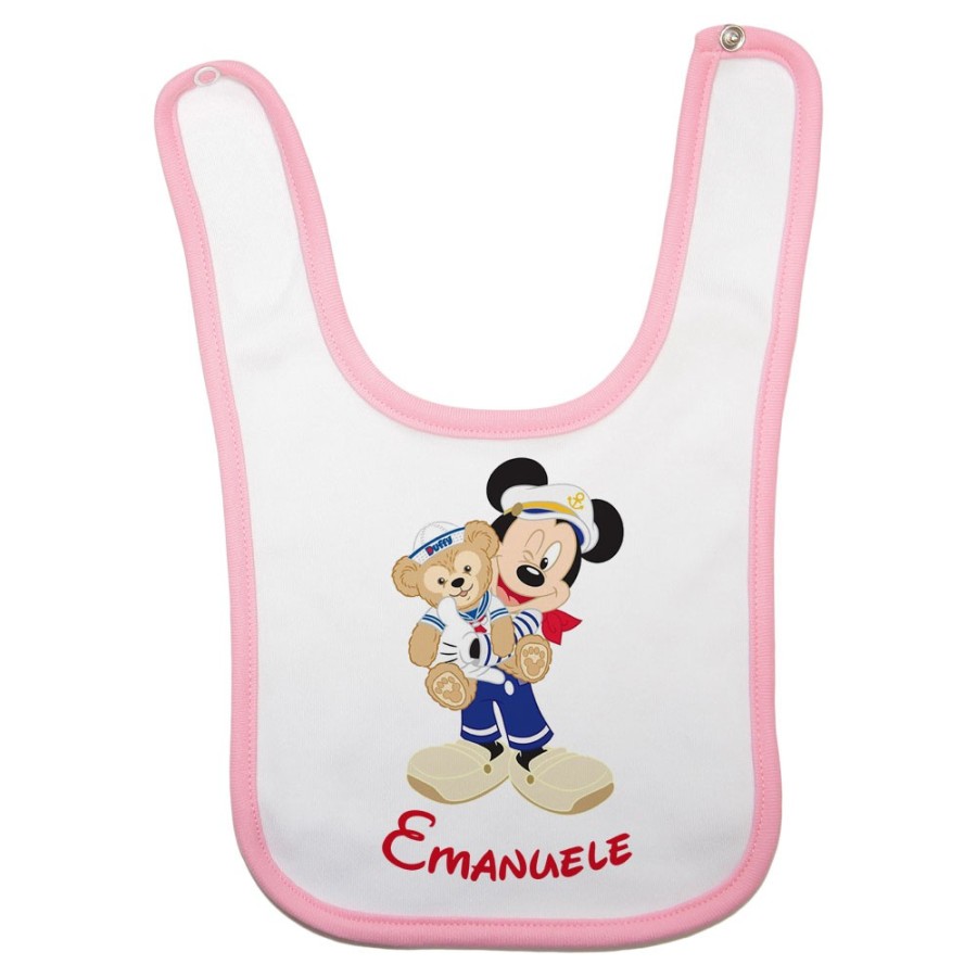 Bavaglino neonato personalizzato con nome topolino marinaio Cartoon