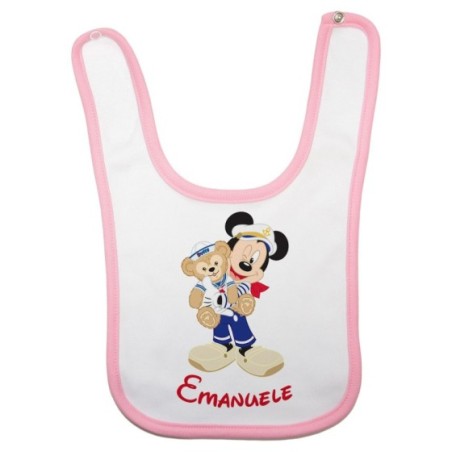 Bavaglino neonato personalizzato con nome topolino marinaio Cartoon