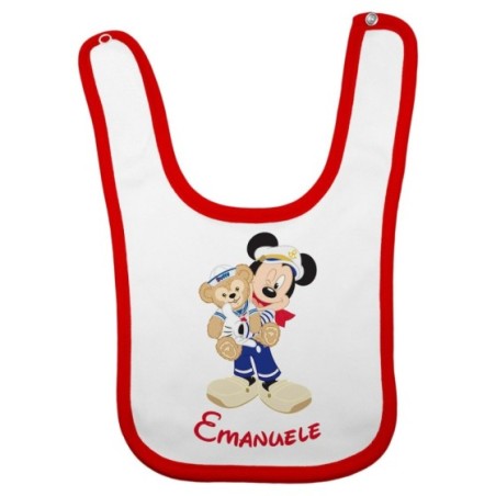 Bavaglino neonato personalizzato con nome topolino marinaio Cartoon