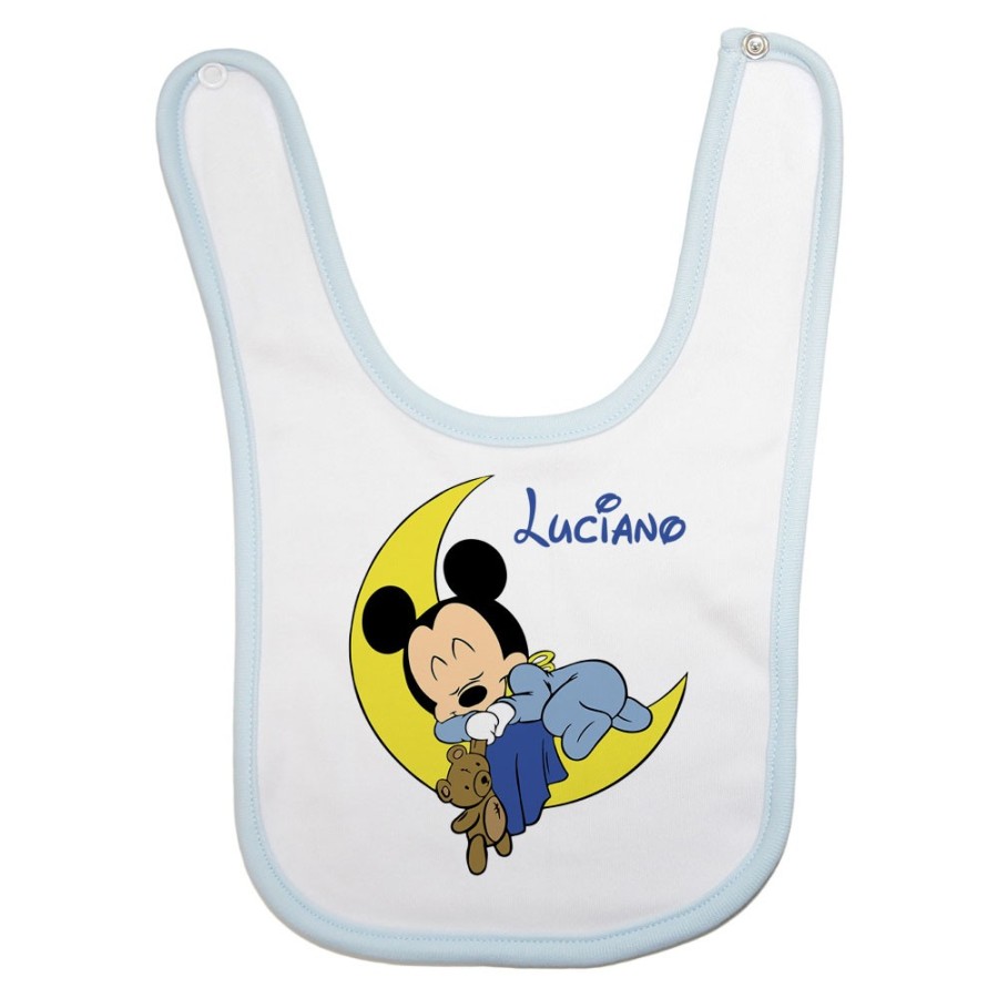 Bavaglino neonato personalizzato con nome topolino sleeping Cartoon