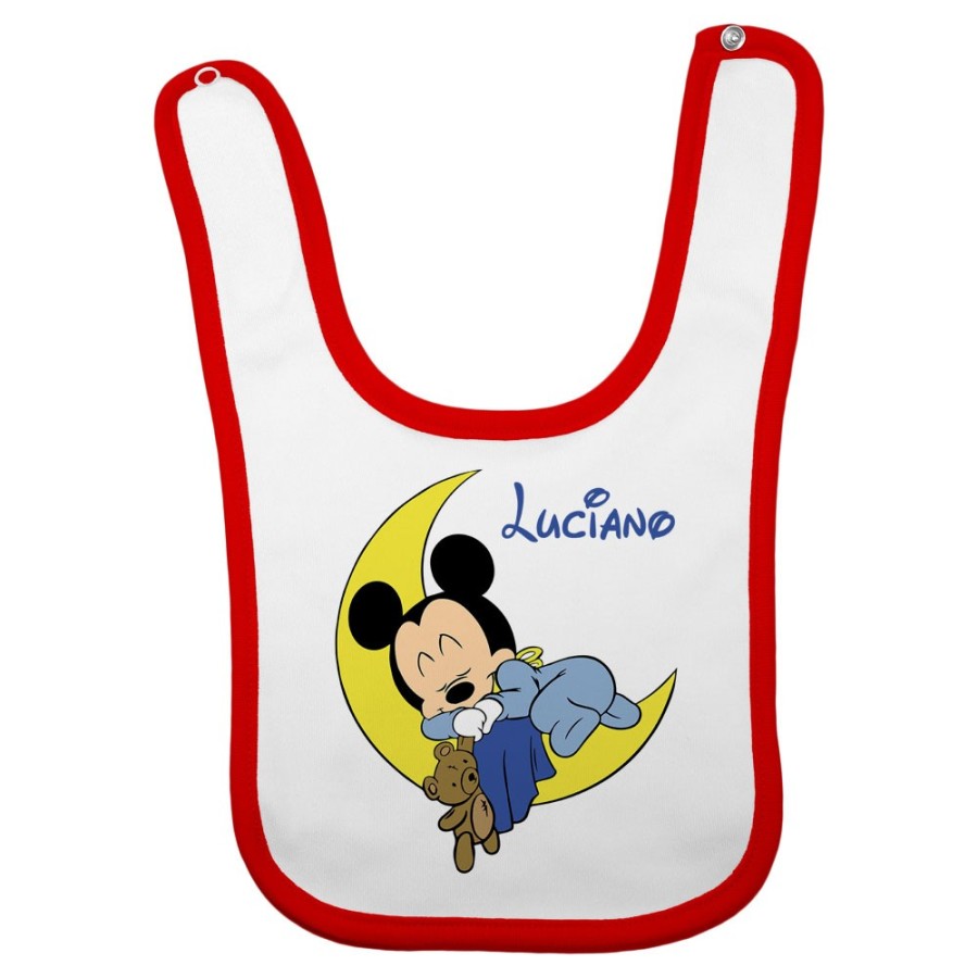 Bavaglino neonato personalizzato con nome topolino sleeping Cartoon