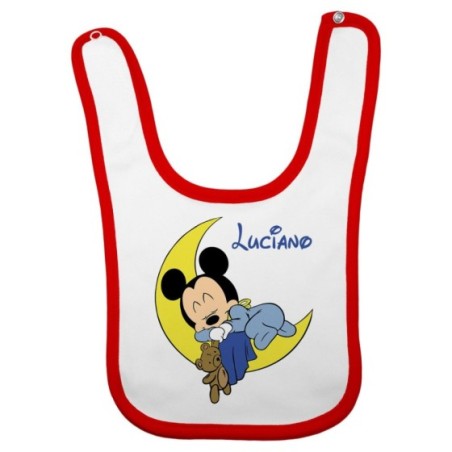 Bavaglino neonato personalizzato con nome topolino sleeping Cartoon