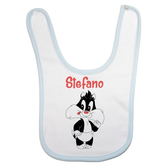 Bavaglino neonato personalizzato con nome baby gatto silvestro Cartoon