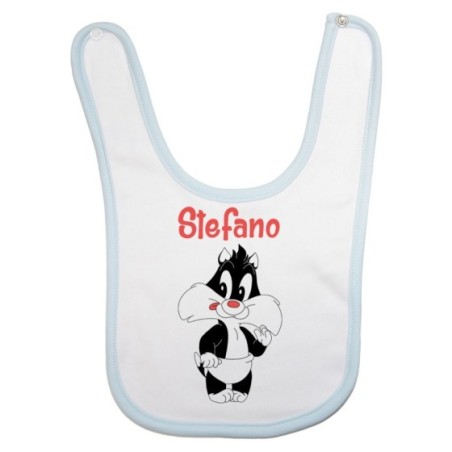 Bavaglino neonato personalizzato con nome baby gatto...