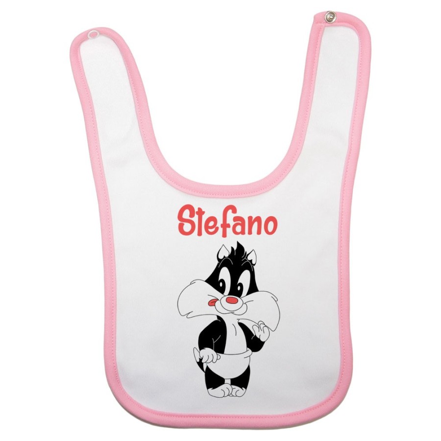 Bavaglino neonato personalizzato con nome baby gatto silvestro Cartoon
