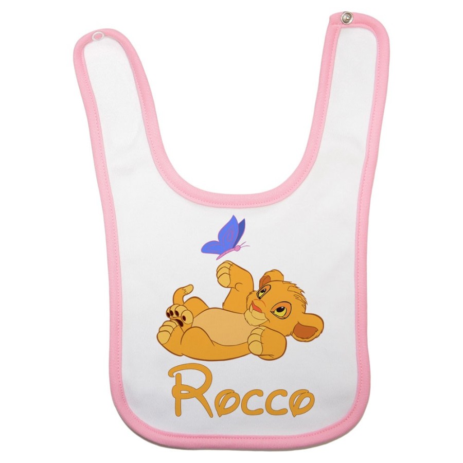 Bavaglino neonato personalizzato con nome simba Cartoon