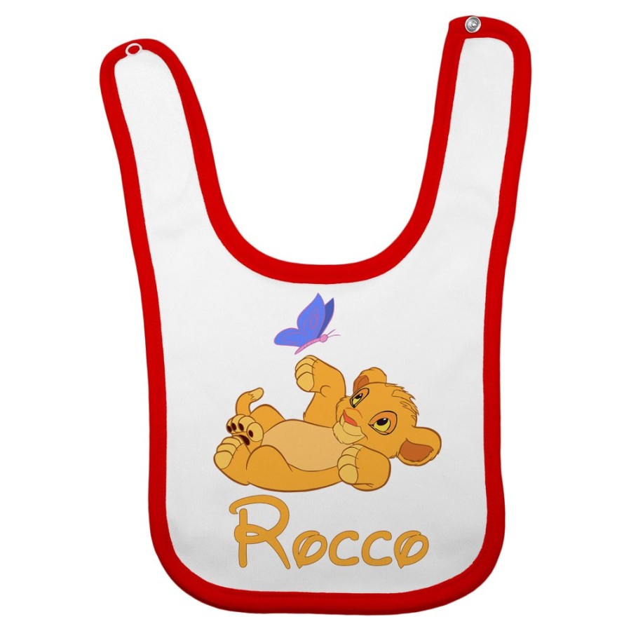 Bavaglino neonato personalizzato con nome simba Cartoon