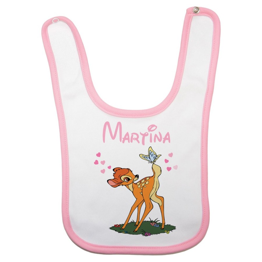 Bavaglino neonato personalizzato con nome bambi Cartoon