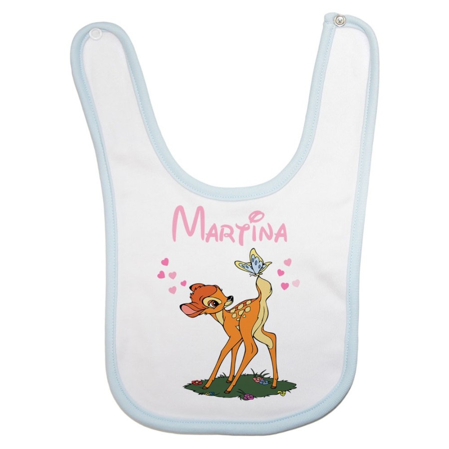 Bavaglino neonato personalizzato con nome bambi Cartoon