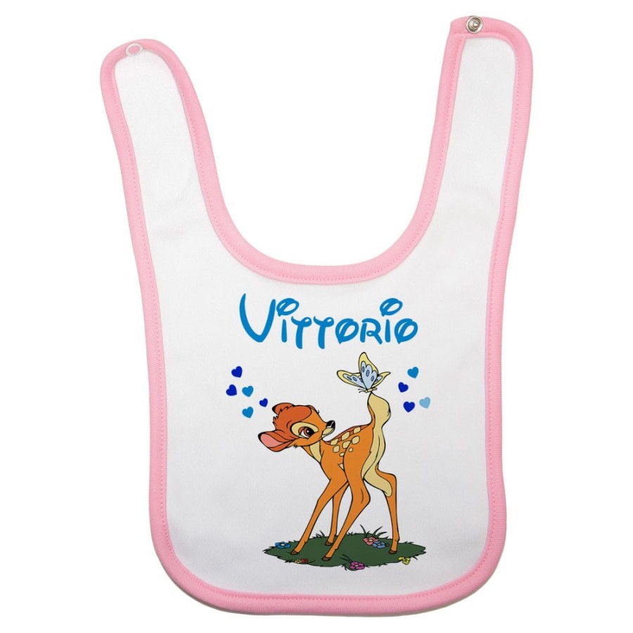 Bavaglino neonato personalizzato con nome bambi Cartoon
