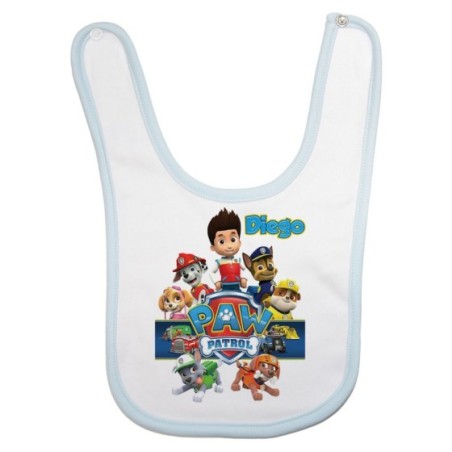Bavaglino neonato personalizzato con nome personaggi paw...