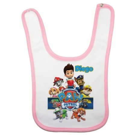 Bavaglino neonato personalizzato con nome personaggi paw patrol Cartoon