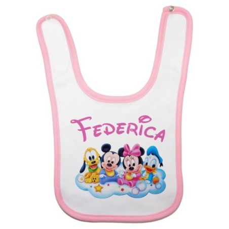 Bavaglino neonato personalizzato con nome baby disney family