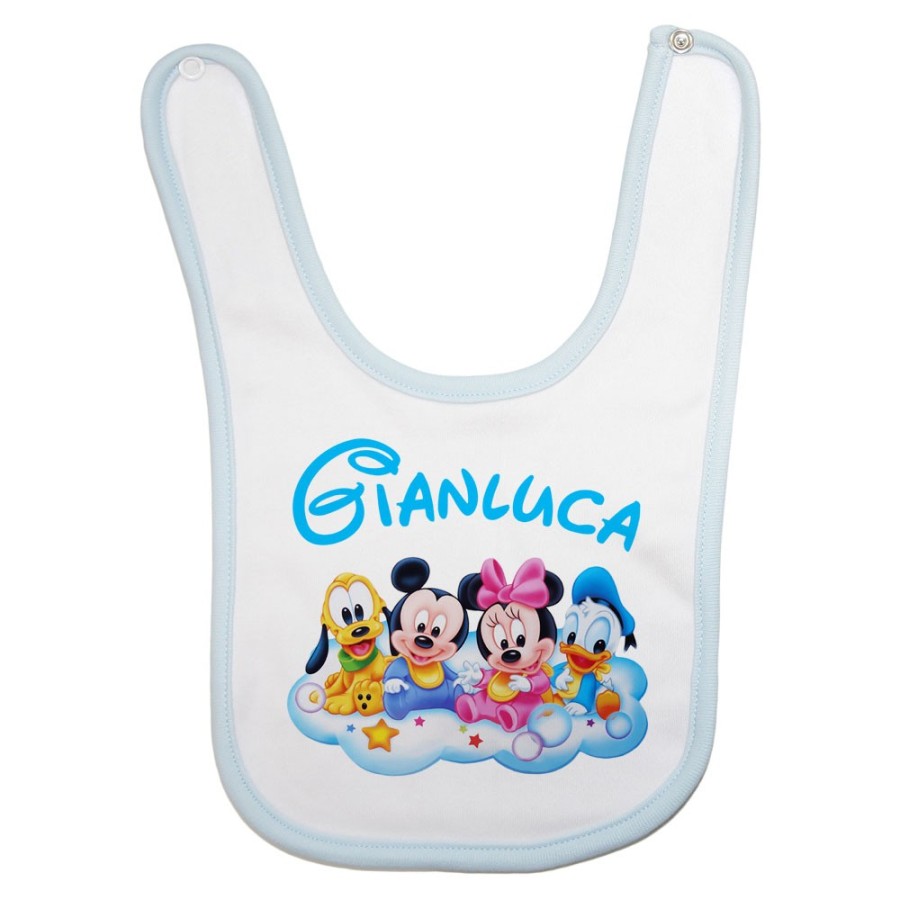 Bavaglino neonato personalizzato con nome baby disney family Cartoon