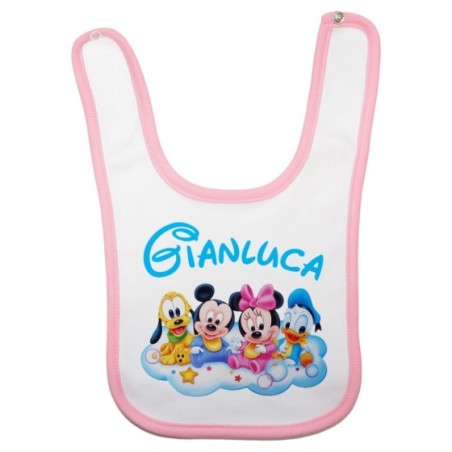 Bavaglino neonato personalizzato con nome baby disney family Cartoon