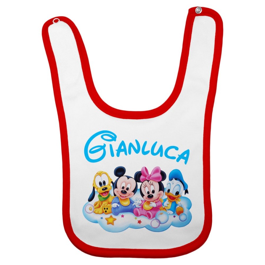 Bavaglino neonato personalizzato con nome baby disney family Cartoon