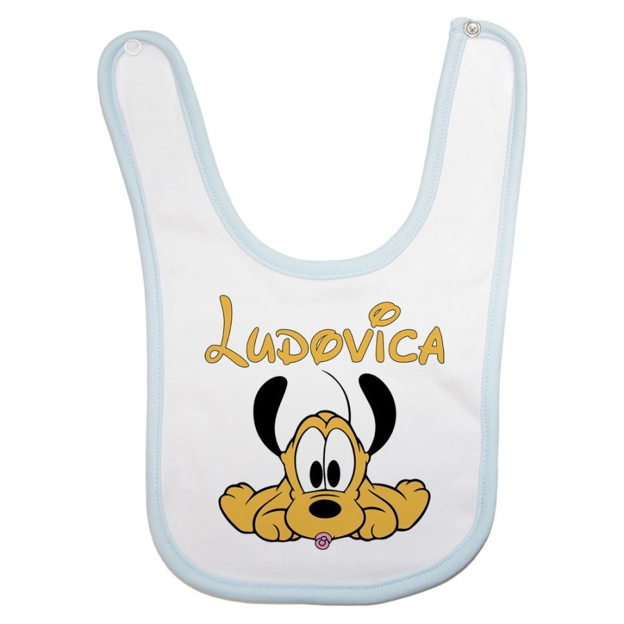 Bavaglino neonato personalizzato con nome baby pluto Cartoon