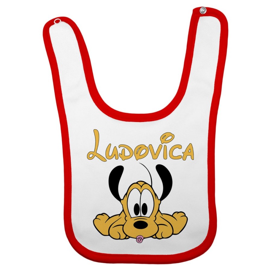 Bavaglino neonato personalizzato con nome baby pluto Cartoon