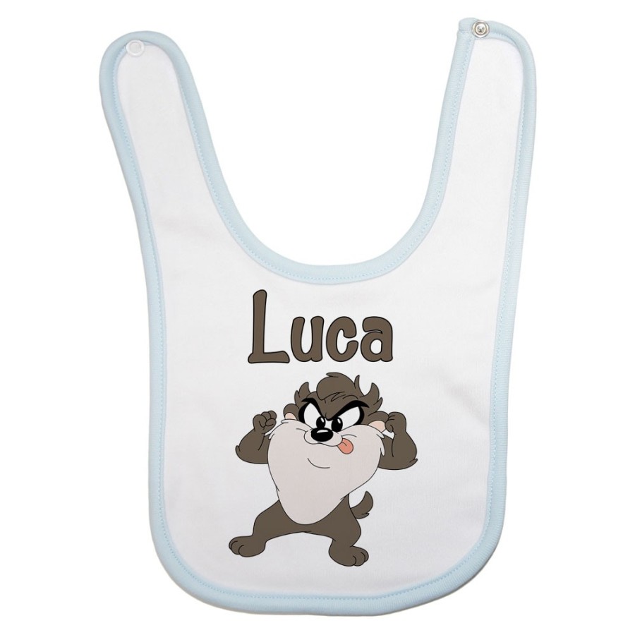 Bavaglino neonato personalizzato con nome baby tazmania linguaccia Cartoon