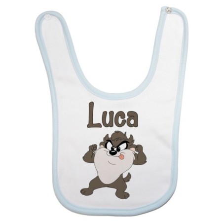 Bavaglino neonato personalizzato con nome baby tazmania...