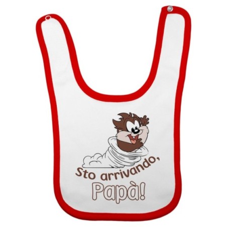 Bavaglino neonato baby taz sto arrivando papà Cartoon