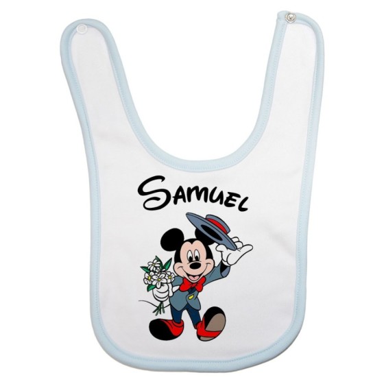 Bavaglino neonato personalizzato con nome topolino gentleman Cartoon