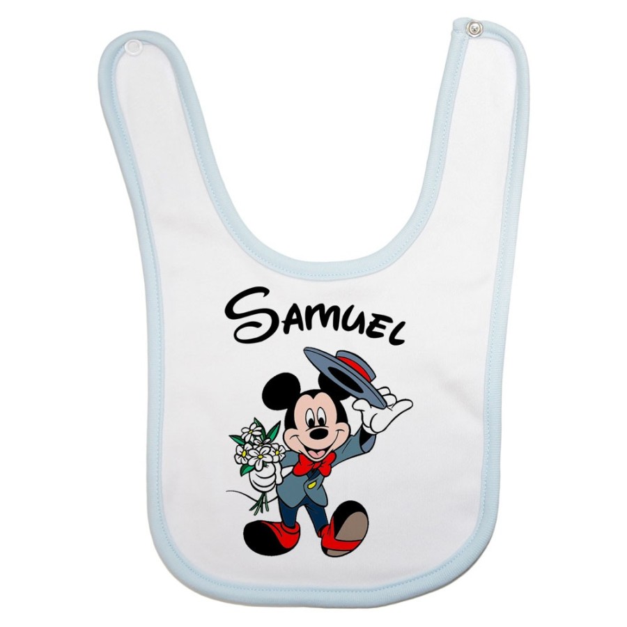 Bavaglino neonato personalizzato con nome topolino gentleman Cartoon