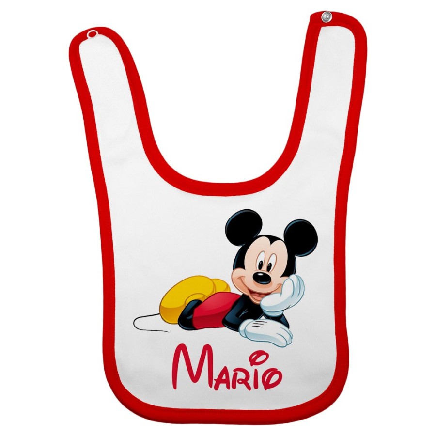 Bavaglino neonato personalizzato con nome mouse Cartoon