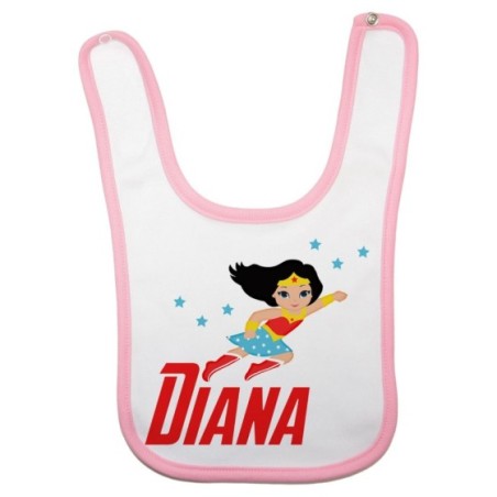 Bavaglino neonata personalizzato con nome baby wonder woman
