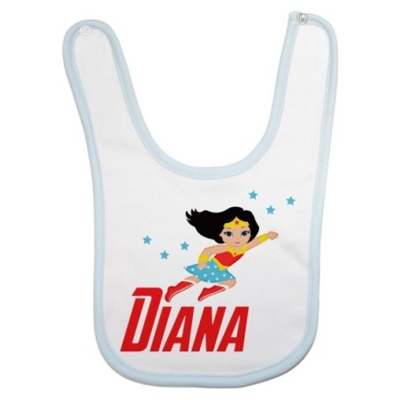 Bavaglino neonata personalizzato con nome baby wonder woman Cartoon