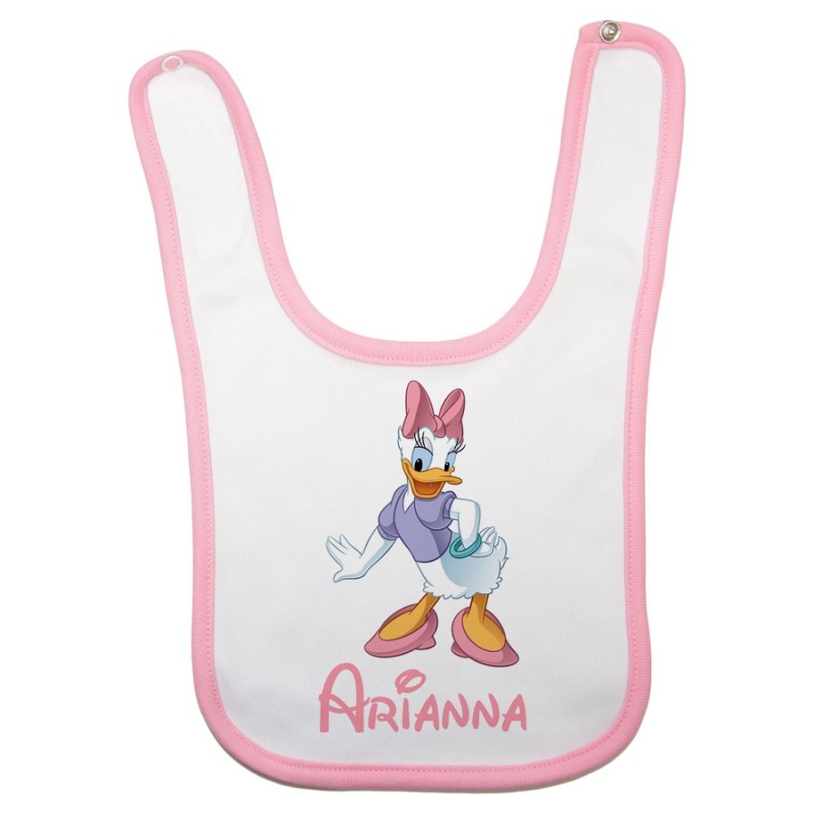 Bavaglino neonata personalizzato con nome paperina Cartoon