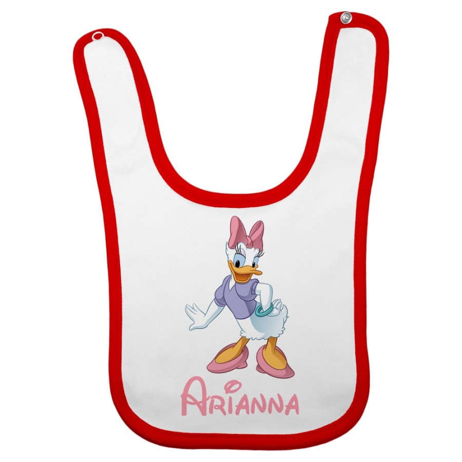 Bavaglino neonata personalizzato con nome paperina Cartoon