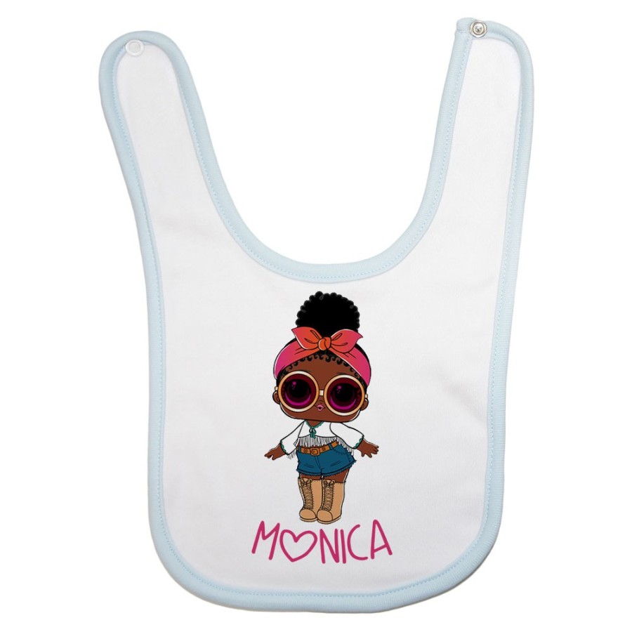 Bavaglino neonata personalizzato con nome lol con la bandana e occhiali Cartoon